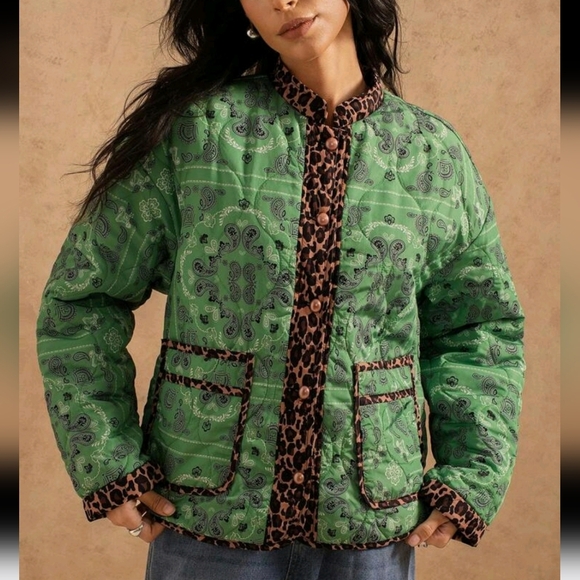 Leopard Print & Paisley Flower Patchwork Casual Cottonswear - Picture 2 of 5